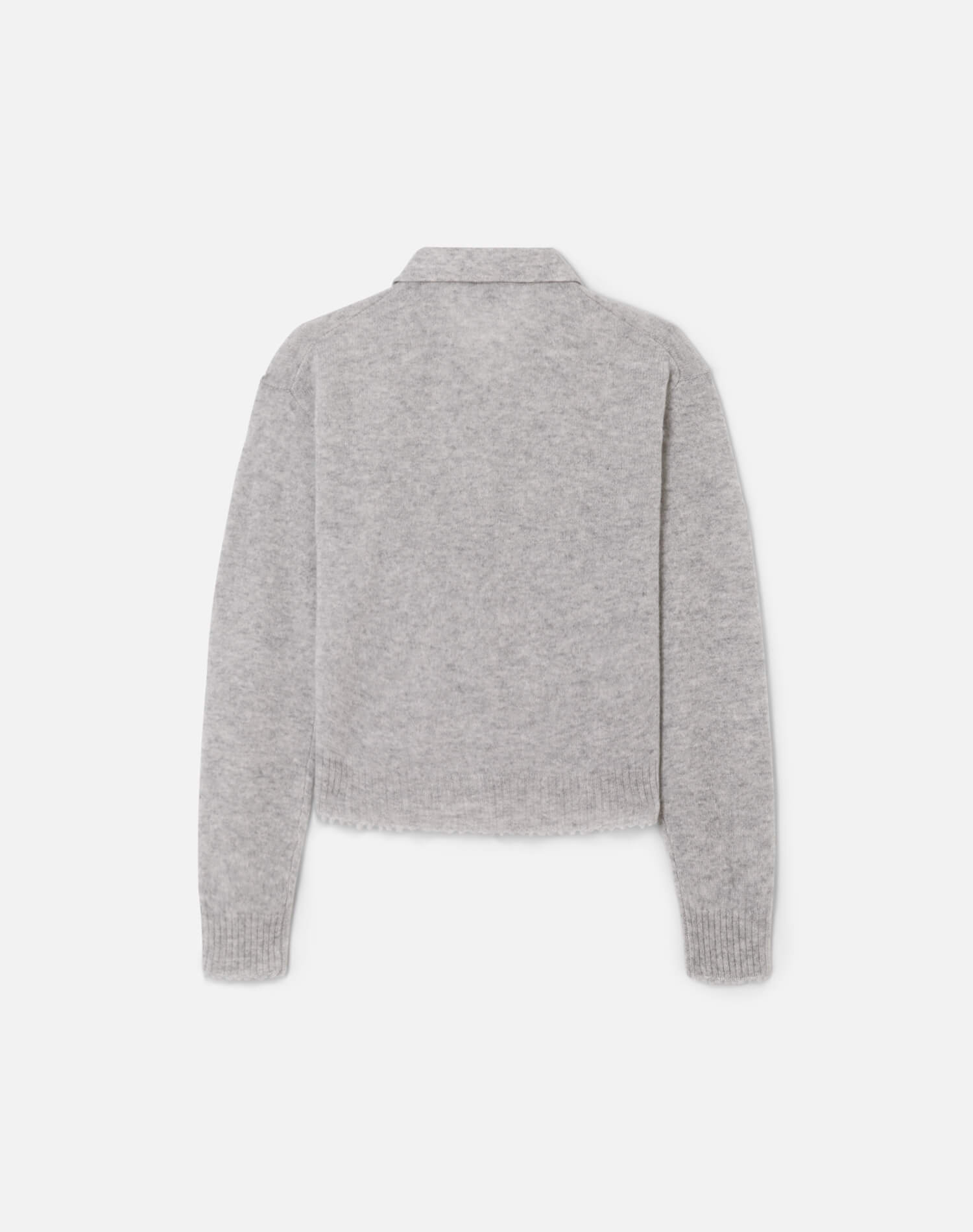 Womens | The Loose Polo Cardigan | Light Heather Grey