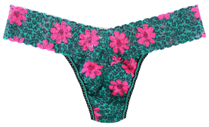 Signature Lace Low Rise Thong | Green-Multi (V1)