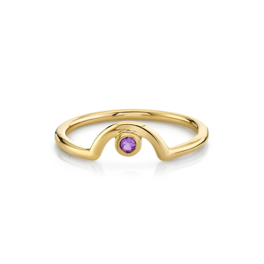 Women | Amethyst Arch Band – February | 14k Yellow Gold