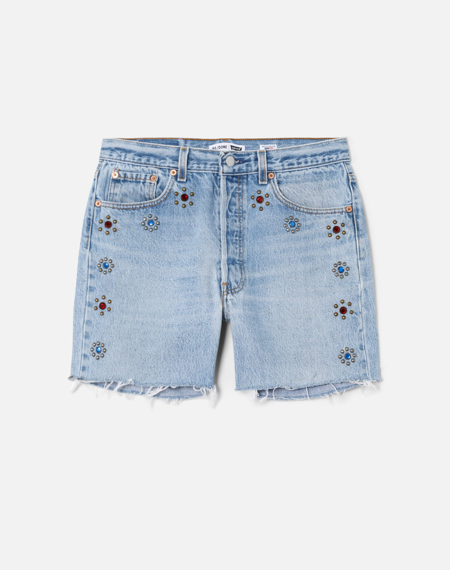 Womens | Upcycled Vintage | Levi's Studded Boy Short | One-of-a-kind | Indigo Bloom Stud