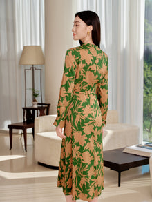 Chinese Style Waist-Cinched Dress | Green