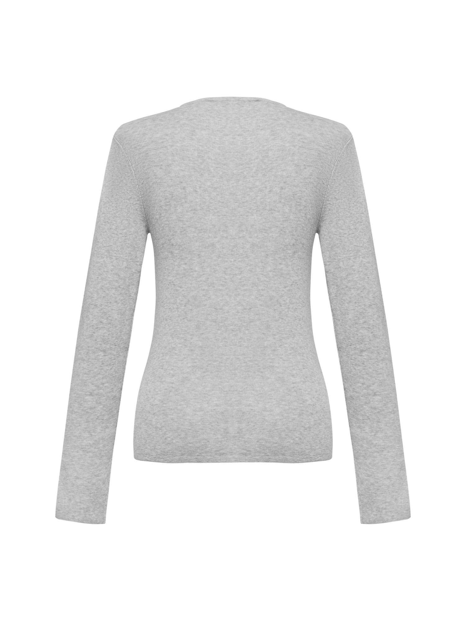 Slim round neck knit base sweater | Grey