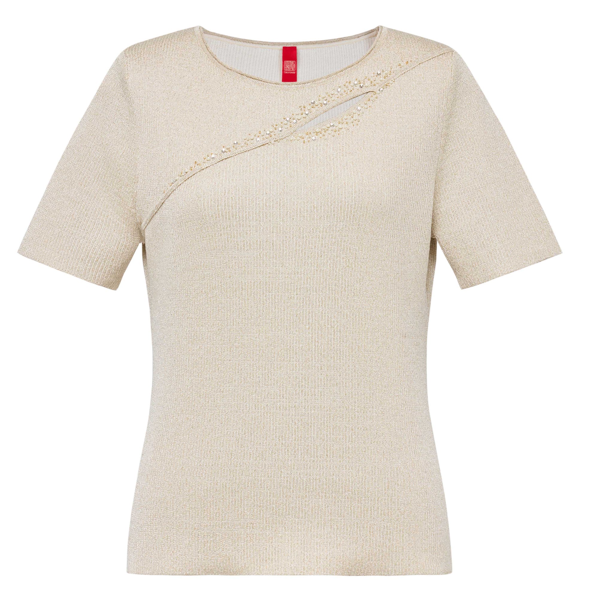 Embellished Knit Top | Beige
