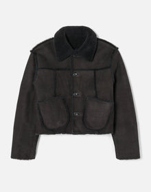 Reversible Shearling Boxy Jacket | Black Shearling