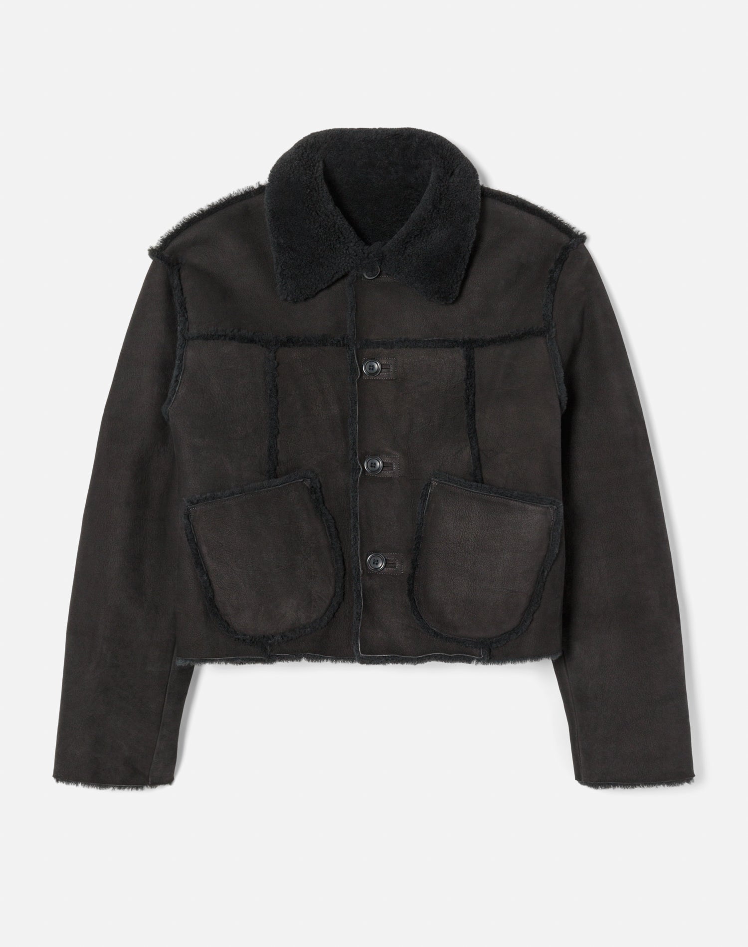 Reversible Shearling Boxy Jacket | Black Shearling