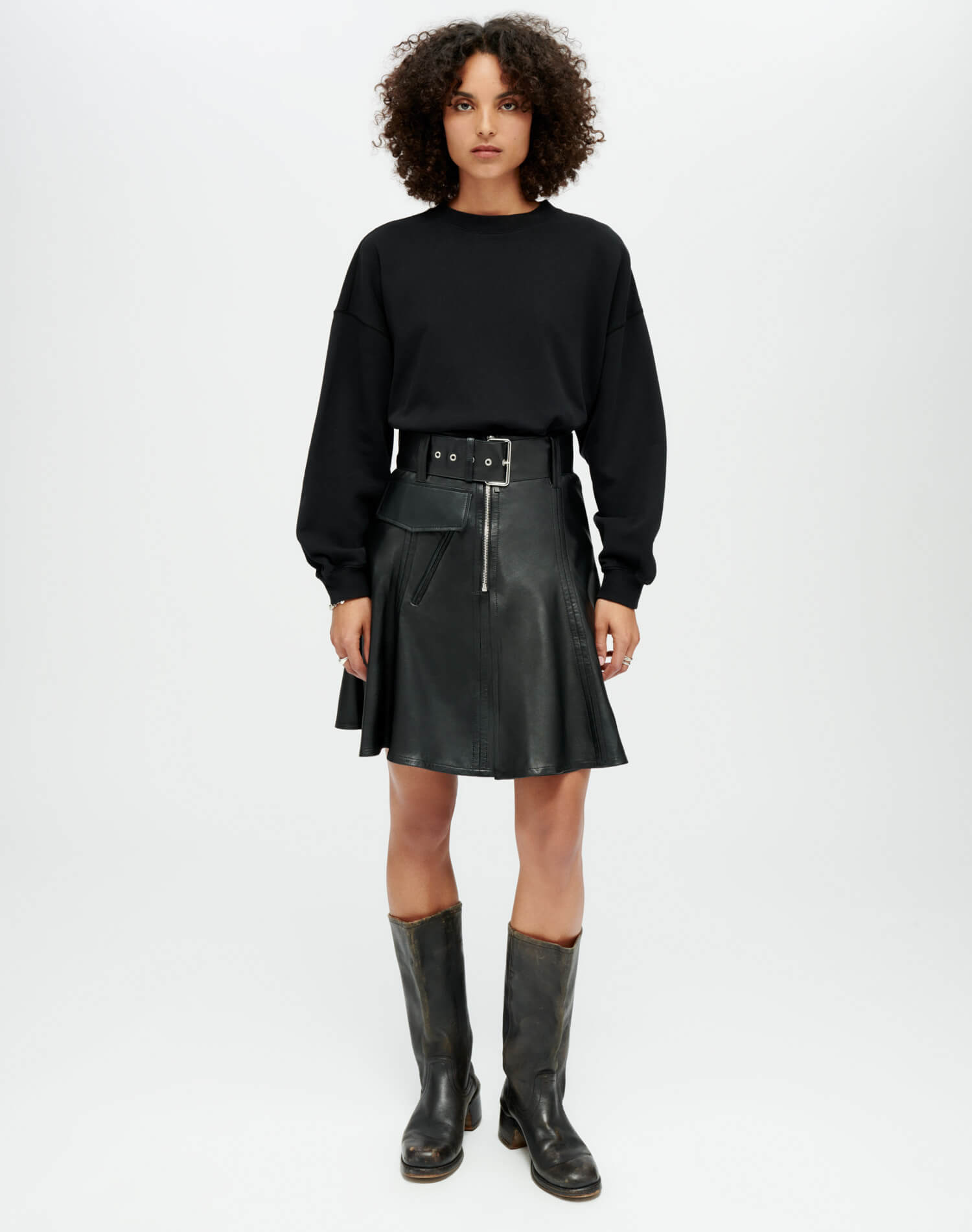 Leather Moto Skirt | Black Leather