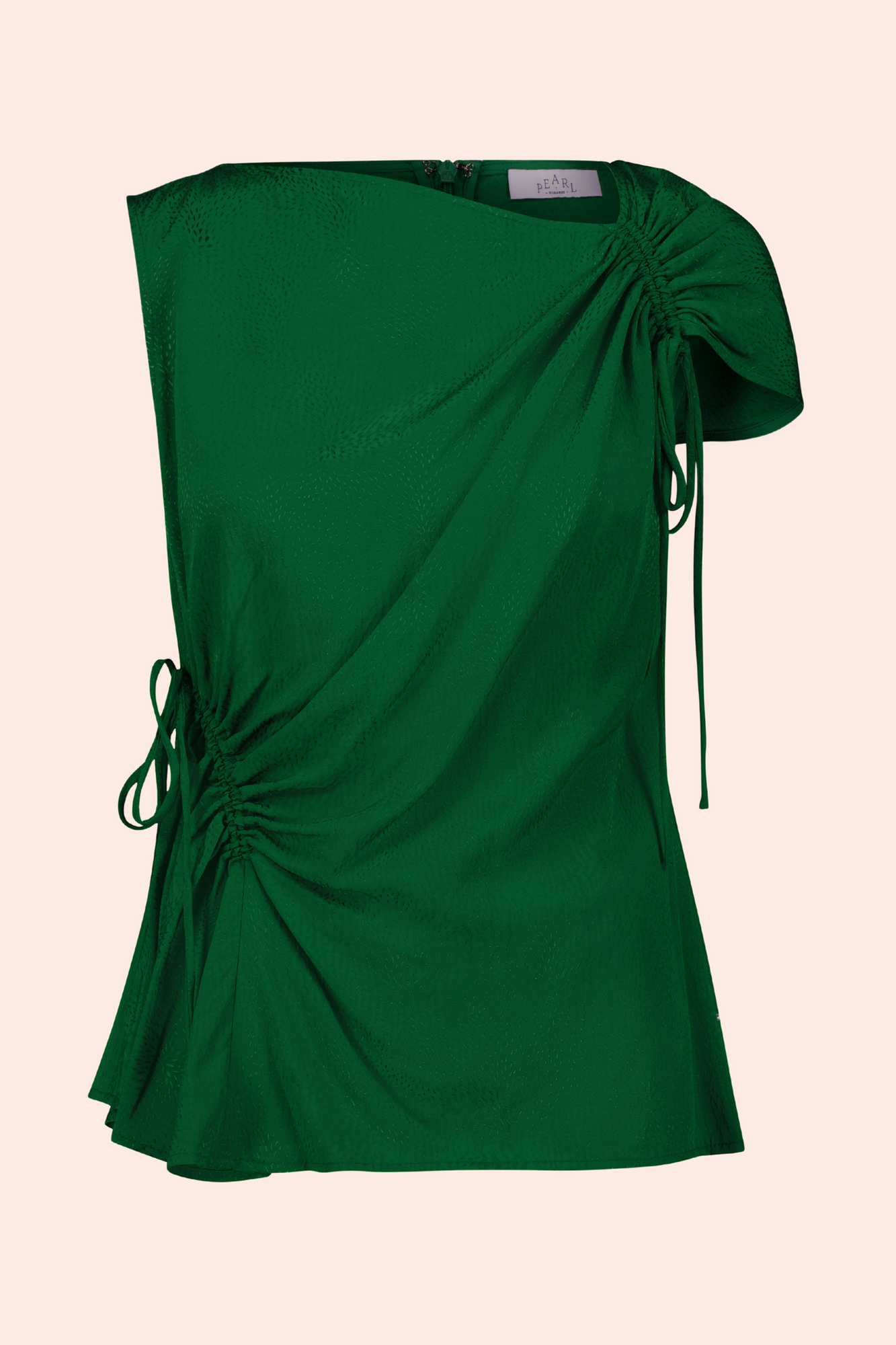 Starburst Crepe Ruched Top | Green