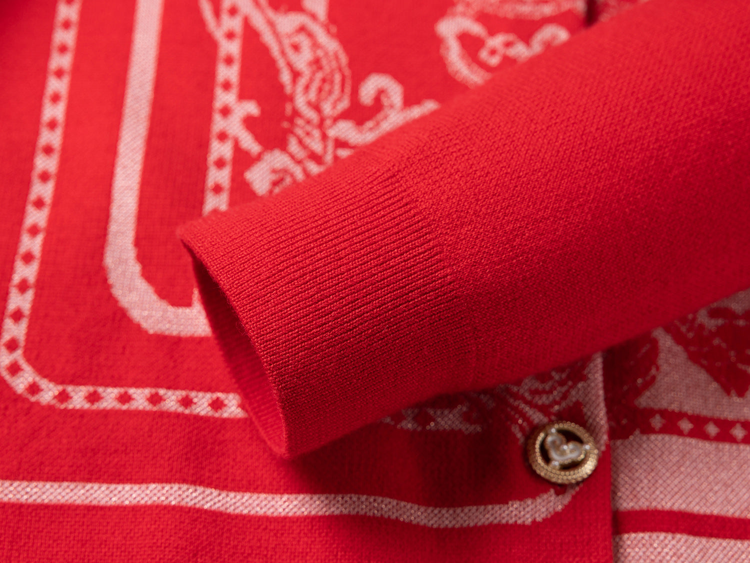 Embossed Knit Cardigan | Red