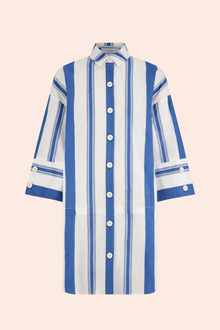 Striped Cotton Poplin Tunic Dress | Blue/White