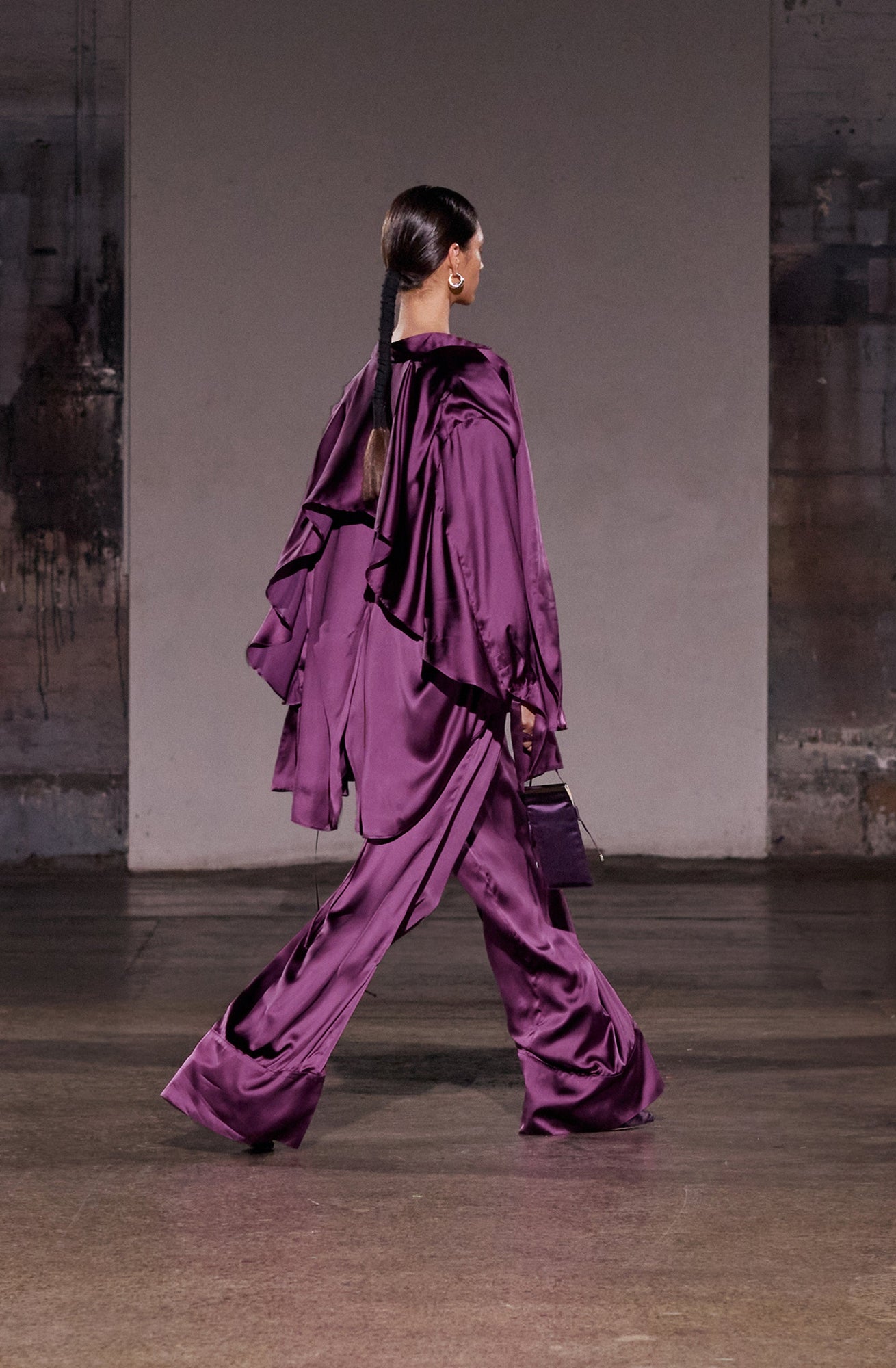 Magma Draped Back Shirt | Aubergine Viscose