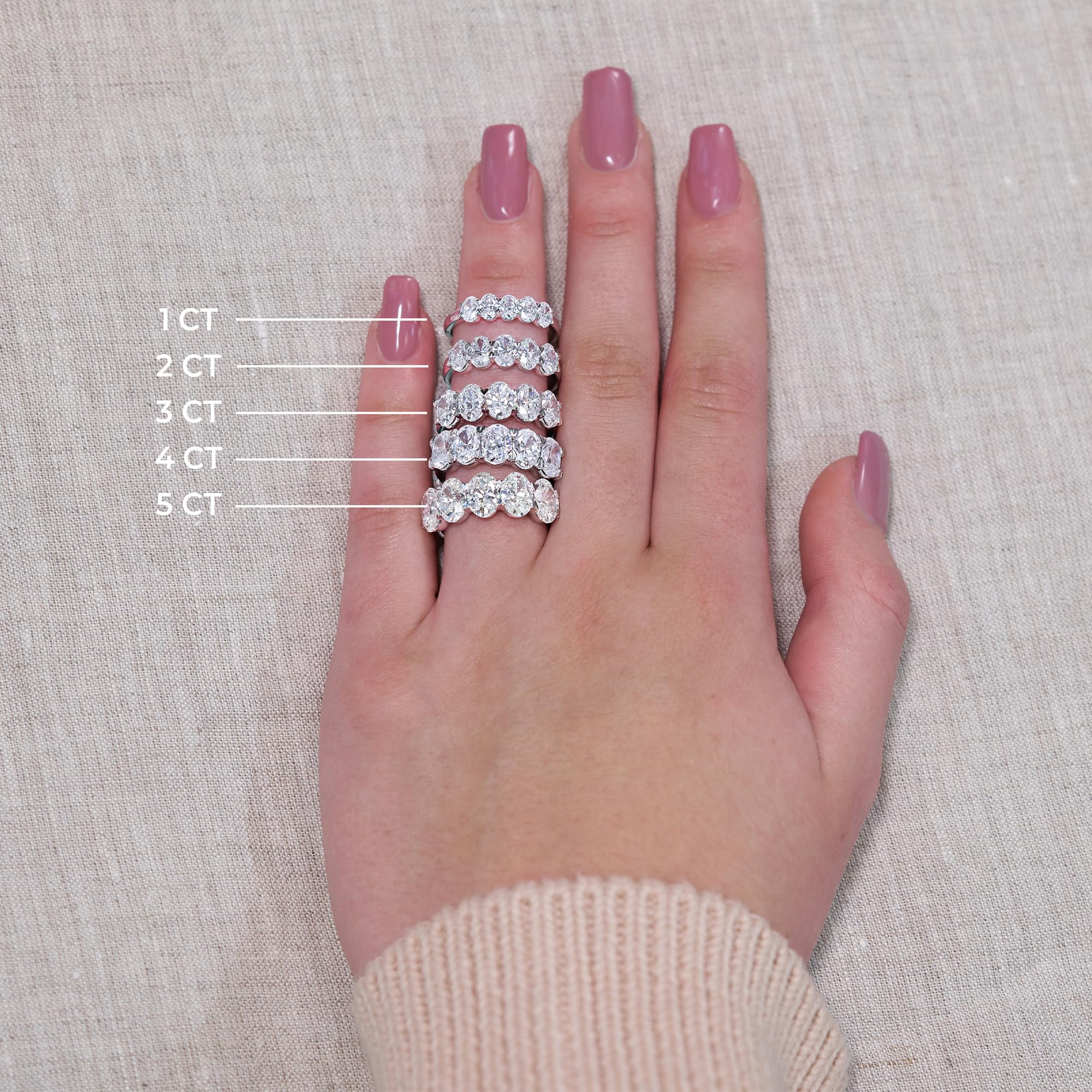 4.00 CT Oval Lab-Grown Diamond | Five Stone Anniversary Wedding Band Ring | 14K Yellow Gold | G Color | VS Clarity