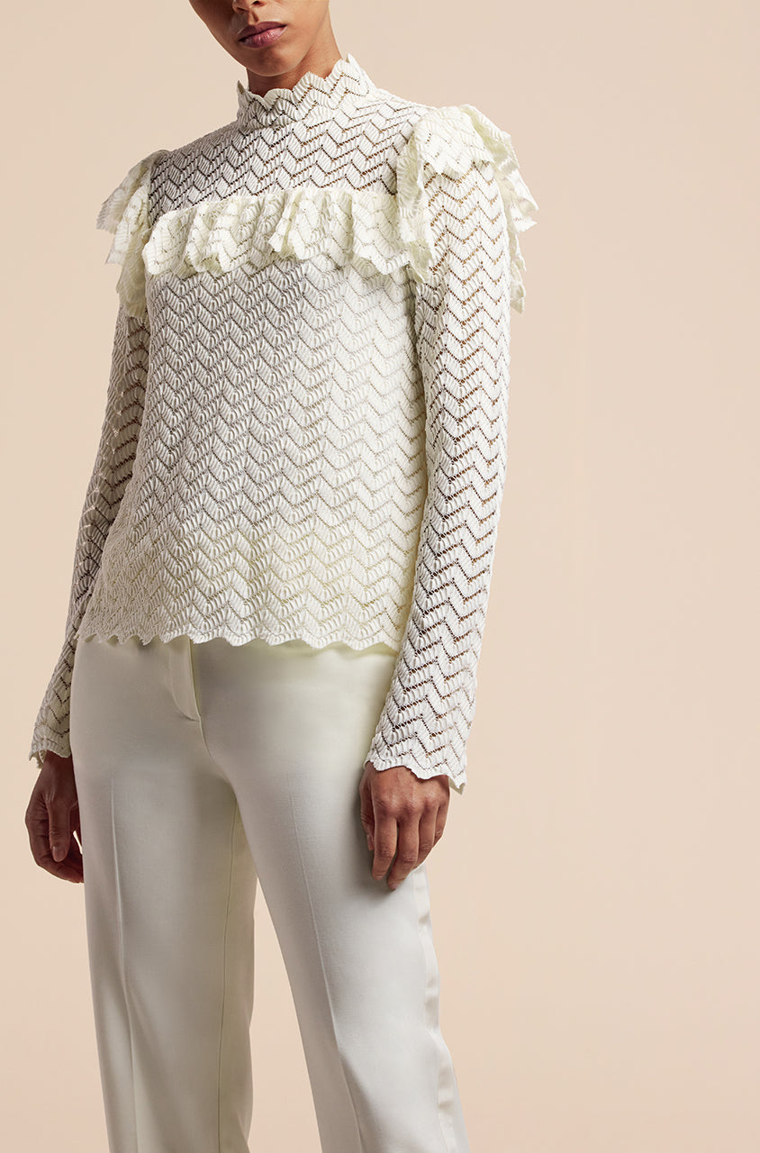 Chevron Lace Top | Gardenia