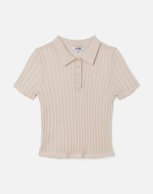 Womens | The Veil Pointelle Polo | Ivory