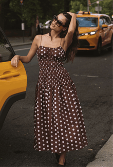 The Amelia Dress | Brown/Ivory Polka Dot