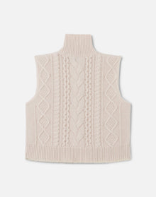 Womens | Cable Turtleneck Vest | Linen