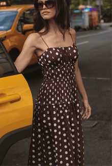 The Amelia Dress | Brown/Ivory Polka Dot