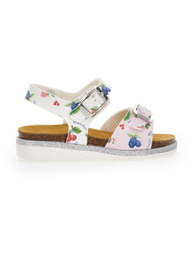 Girls | Fruit Print Sandals | White/FairyTale Pink