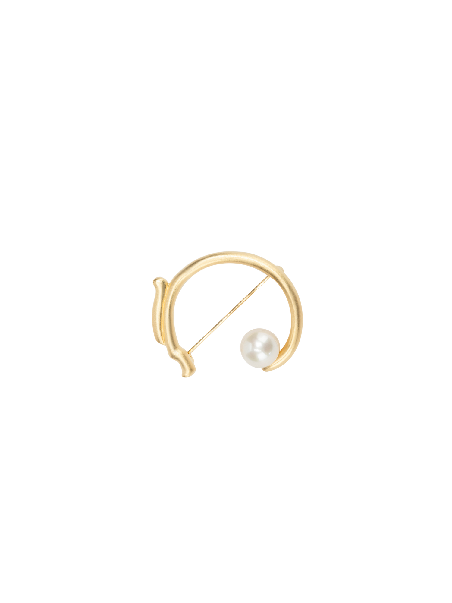 C-Shaped Zodiac Pearl Brooch | Copper/Fresh Water Pearls