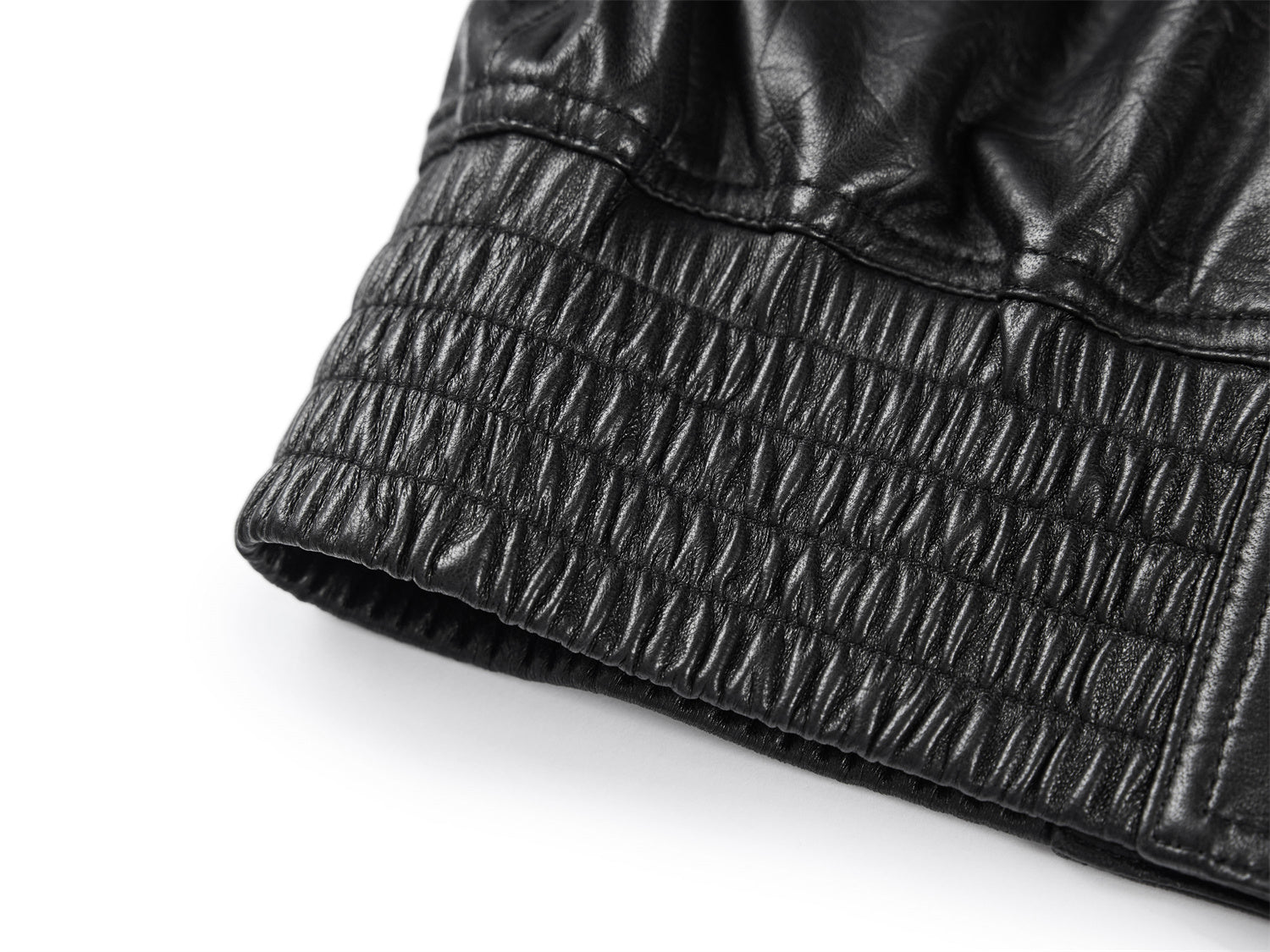 Collarless Lambskin Jacket | Black