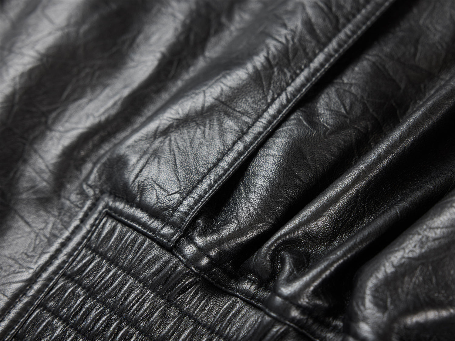 Collarless Lambskin Jacket | Black