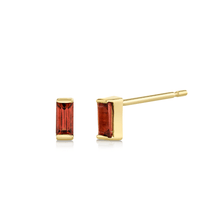 Women | Garnet Baguette Stud Earrings – January | 14k Yellow Gold