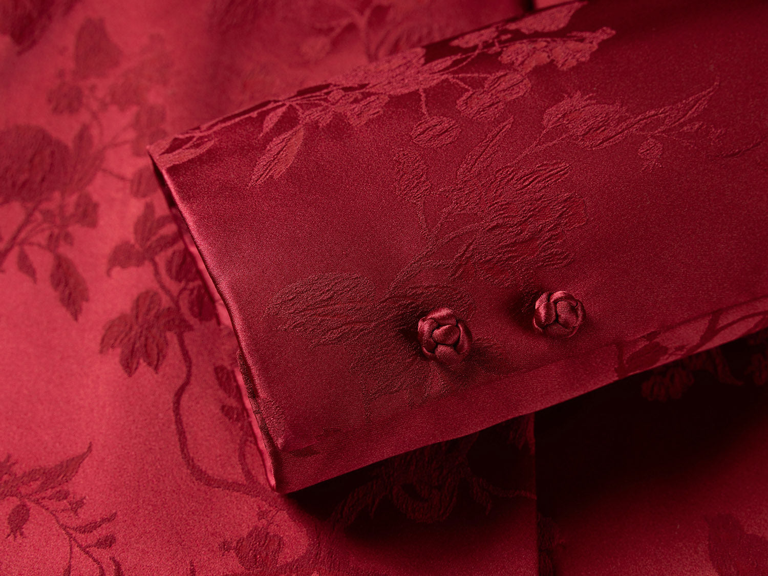 Satin Chinese-style Jacket | Wine Red