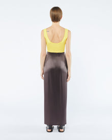 Emiko Slip Satin Sarong-Style Midi Skirt | Yellow