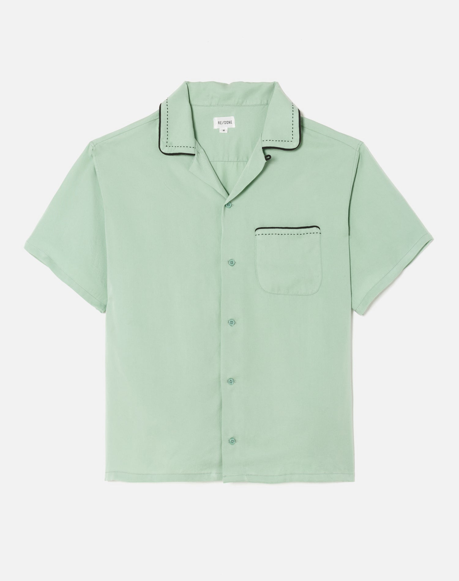 Mens | Sashiko Bowling Shirt | Pale Green