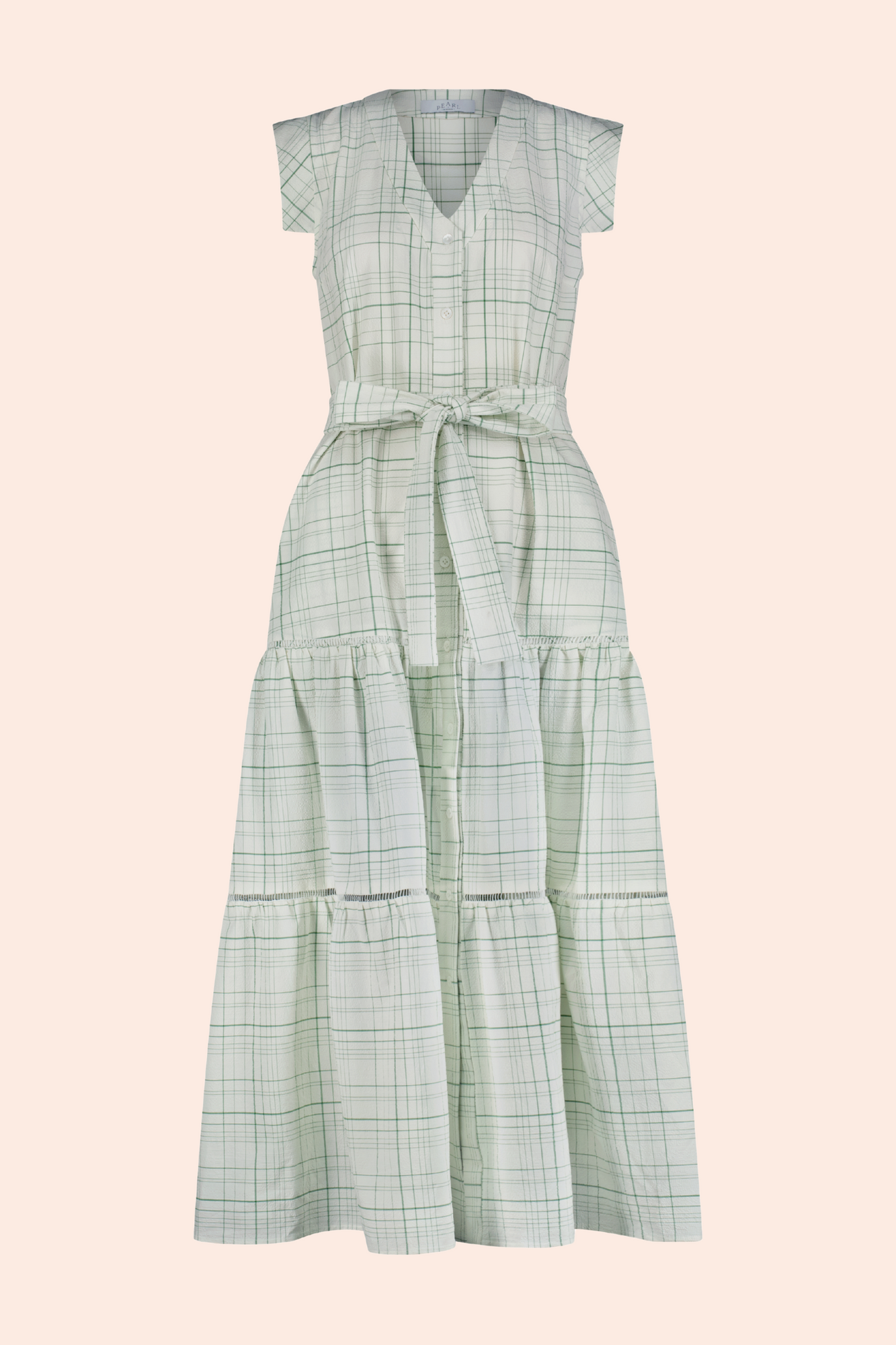 Stretch Seersucker Tiered Dress | White