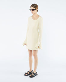 Elva Textured Boucle Tweed Dress | Creme