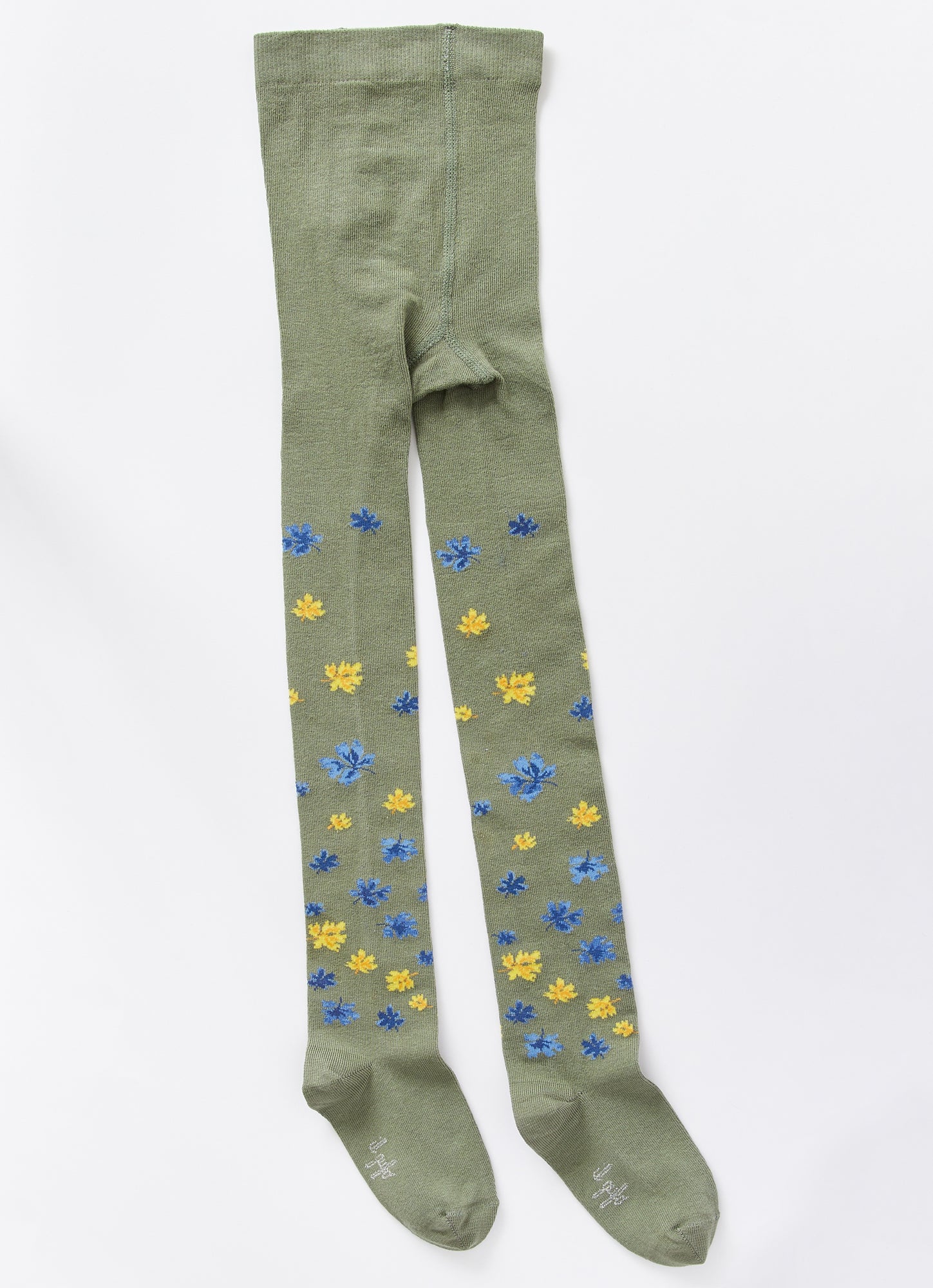 Cotton Tights with Flower | Verde Corteccia
