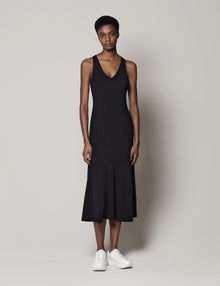 Another Tomorrow Deep V Tank Knit Dress in Black – Viscose Women's Dress
