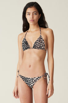 Printed String Ties Recycled Bikini Top | Leopard