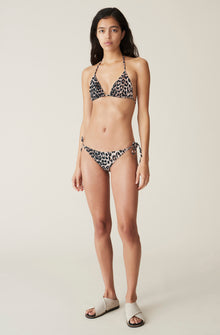 Printed String Ties Recycled Bikini Top | Leopard