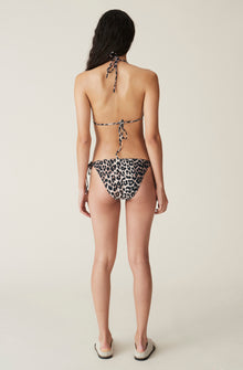 Printed String Ties Recycled Bikini Top | Leopard