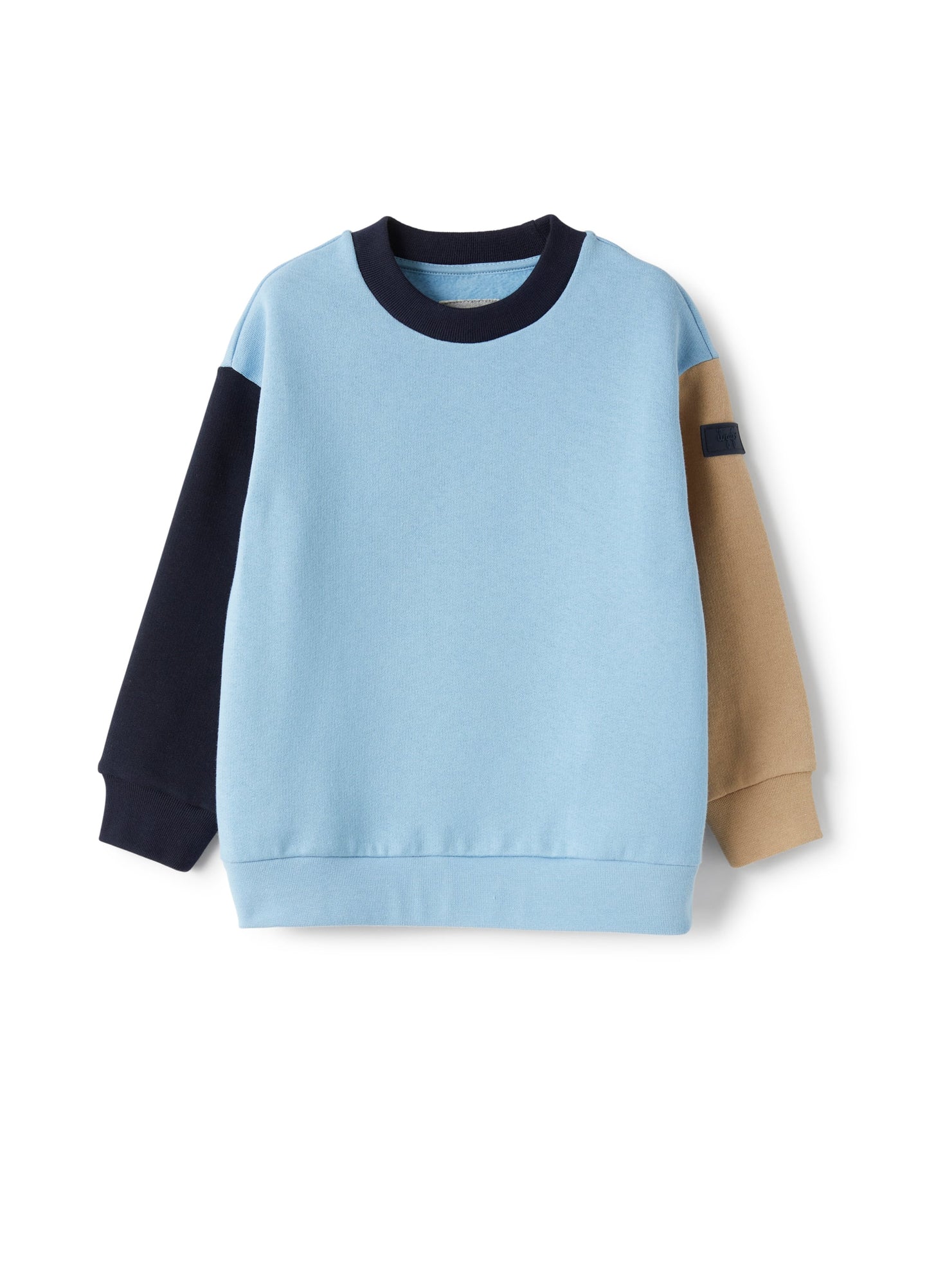 Crew-Neck Color-Block Sweatshirt | Turchese/Legno/Blue