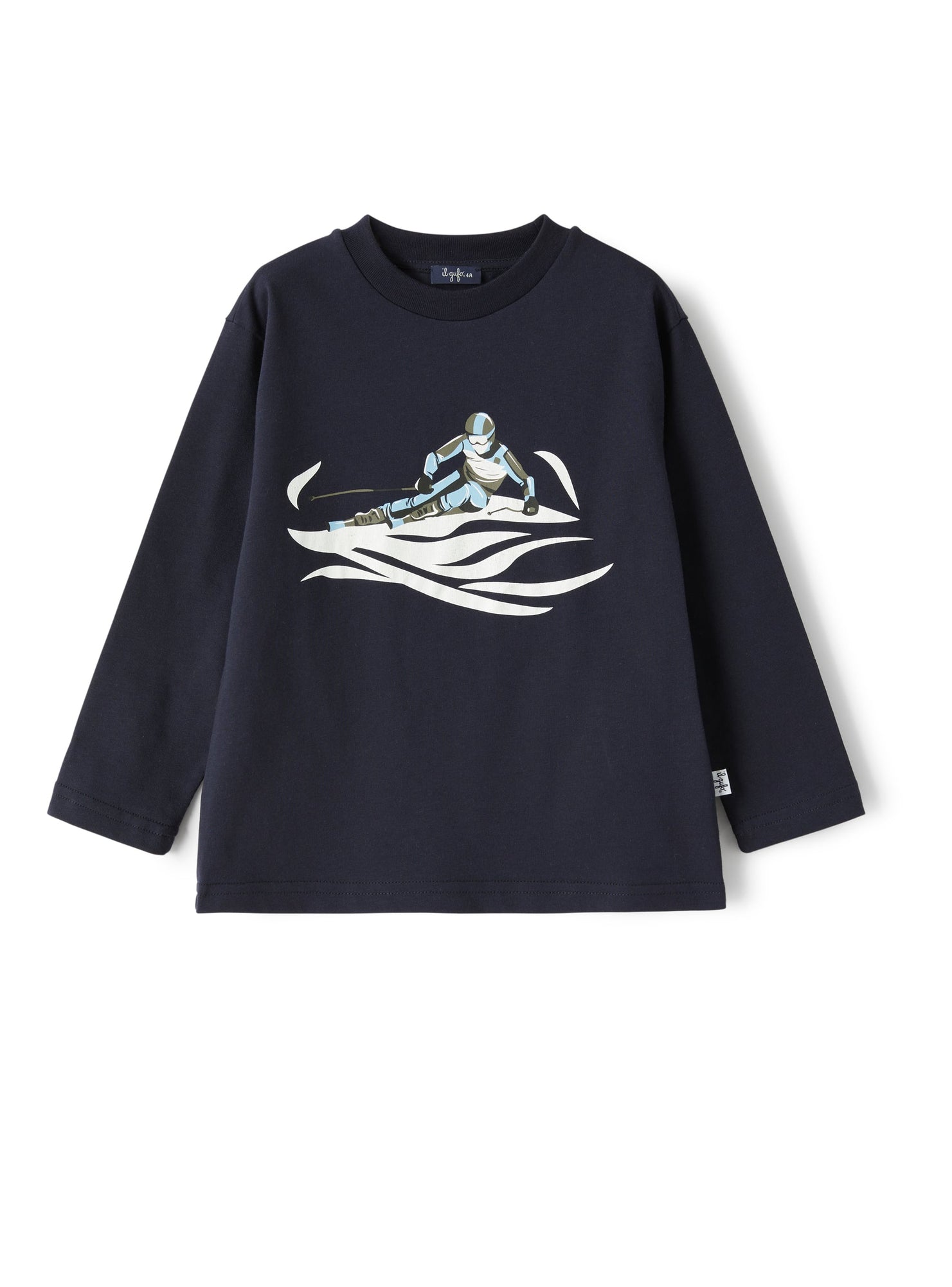 T-Shirt with Skier Print | Blue/Anice