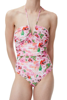 Recycled Printed V-string Swimsuit | Sugar Plum