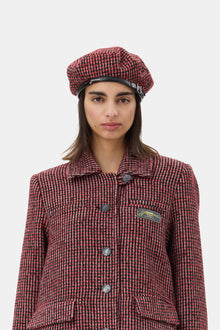 Woven Beret Check | Racing Red