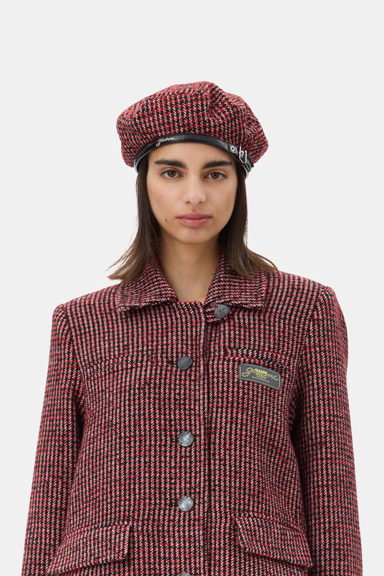 Woven Beret Check | Racing Red