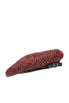Woven Beret Check | Racing Red