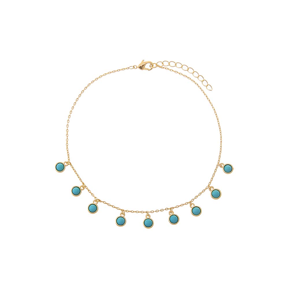 Turquoise Turquoise Bezel Shaker Anklet - Adina's Jewels