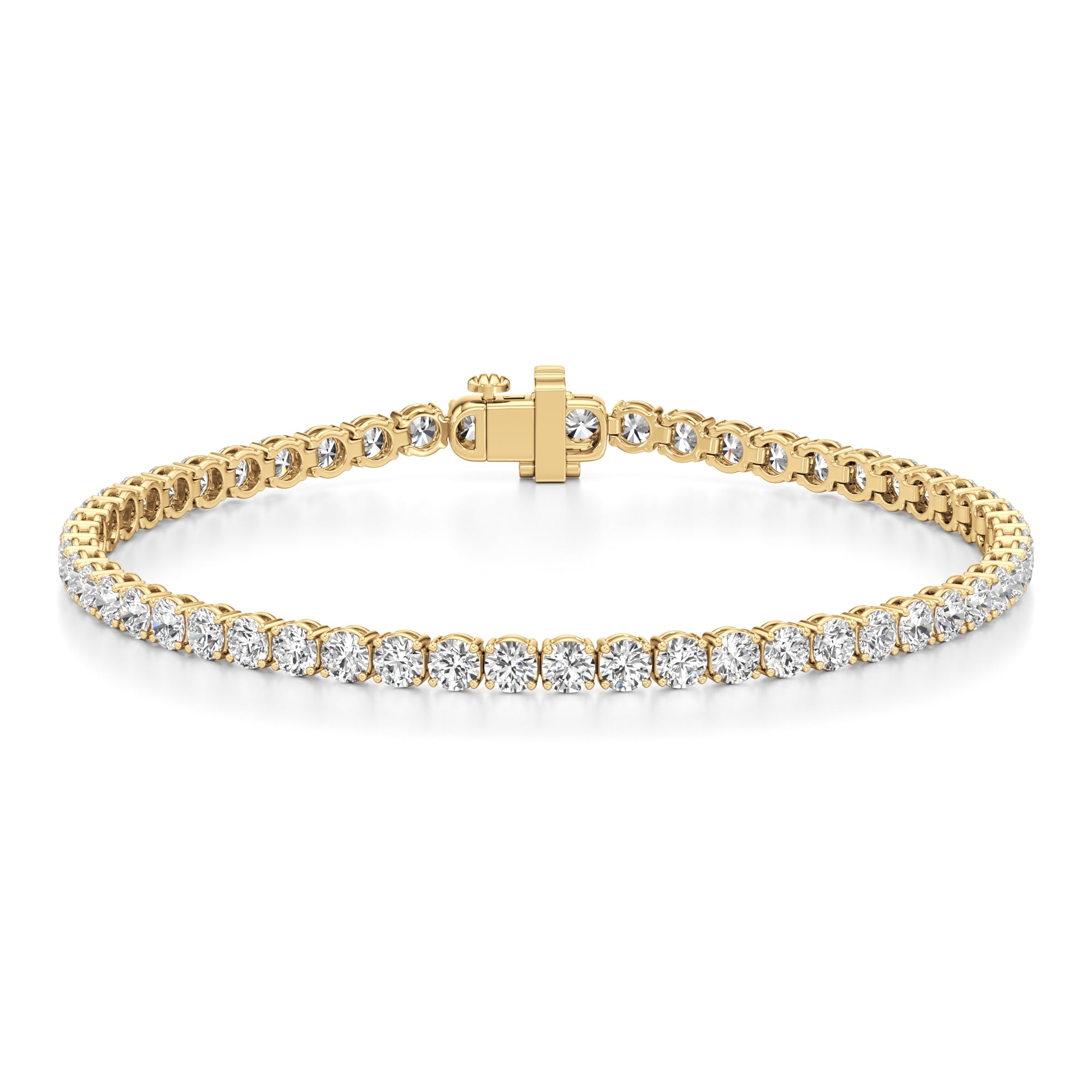 5.00 CT Round Lab-Grown Diamond | Luxe Tennis Bracelet | 14K Yellow Gold | F Color | VS2 Clarity