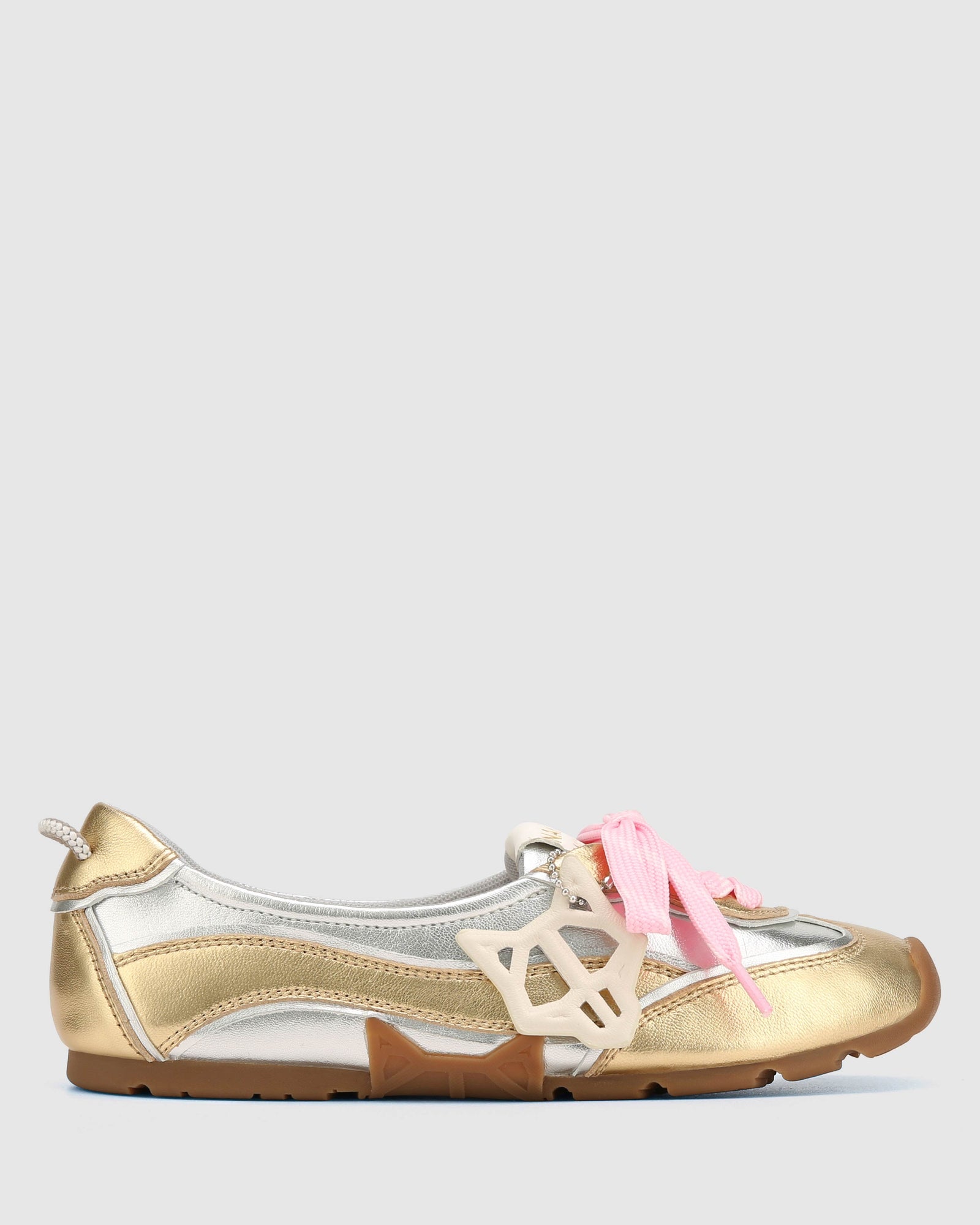 Womens | Absolute Leather Flat | Silver/Gold