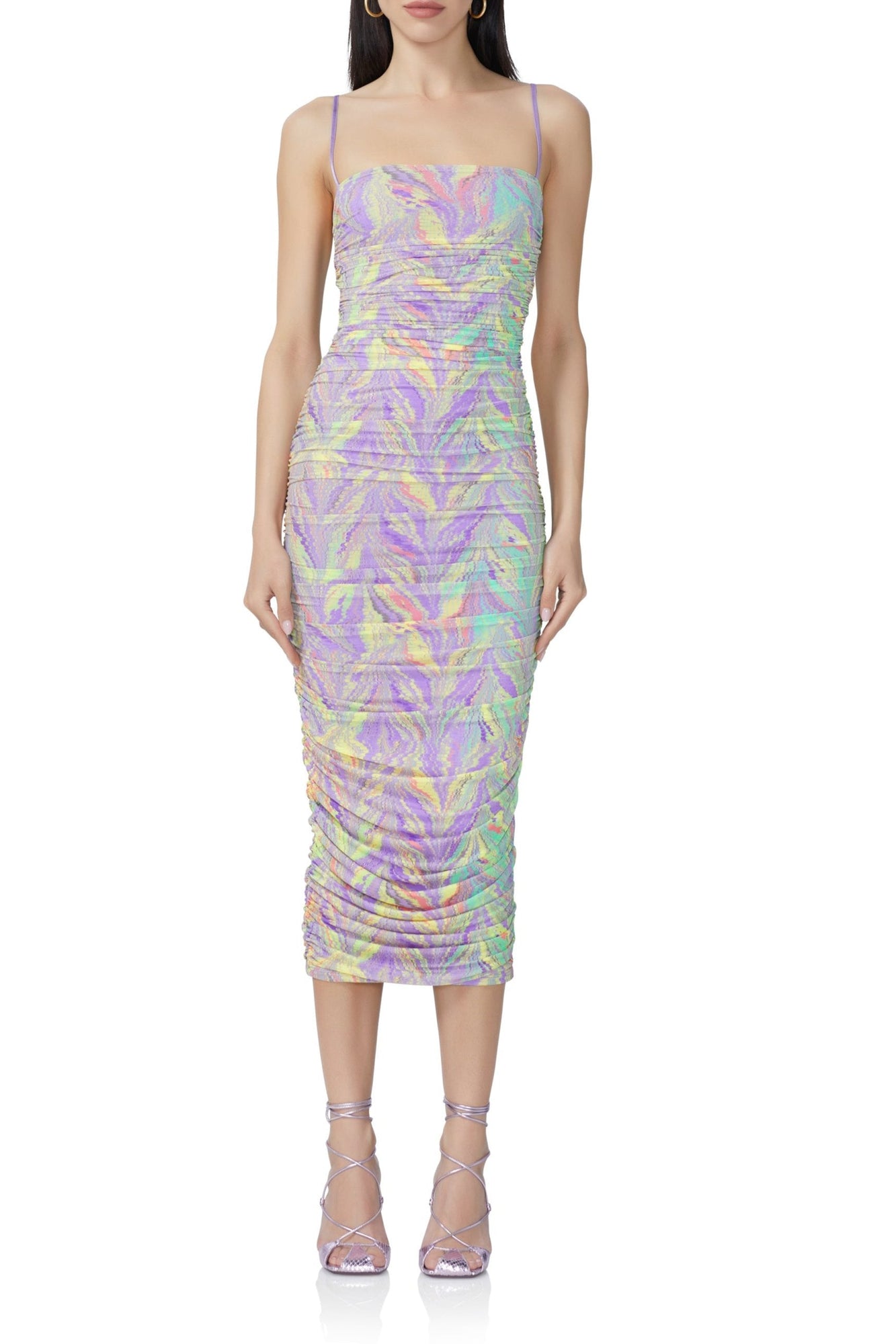 Hazel Midi Dress | Neon Citrus Swirl