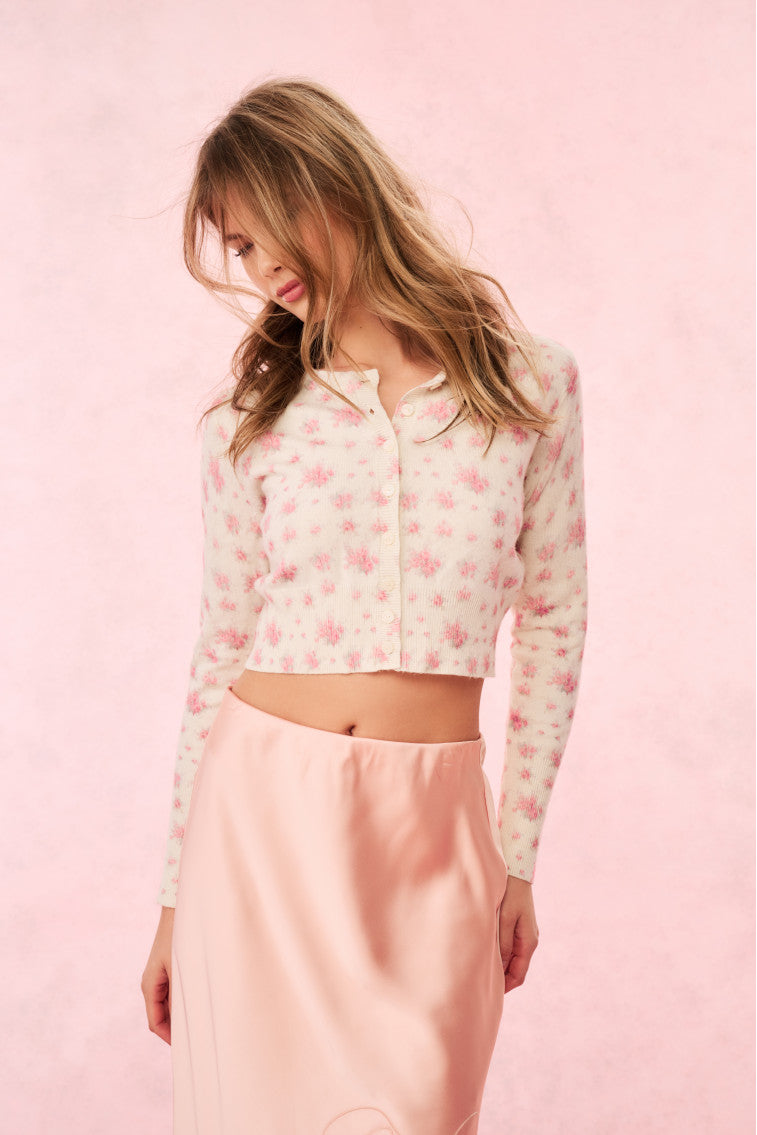 Adeanne Wool Floral Cardigan | Thulian Pink
