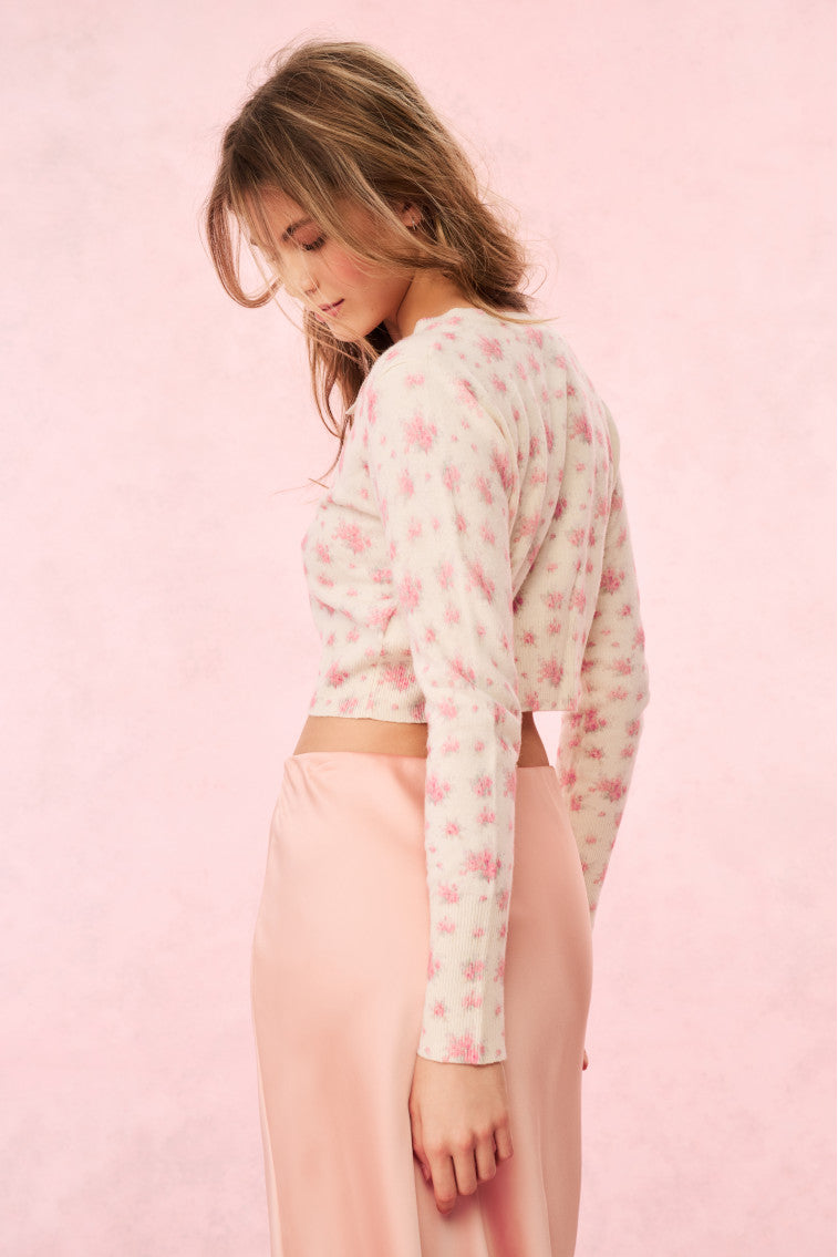 Adeanne Wool Floral Cardigan | Thulian Pink