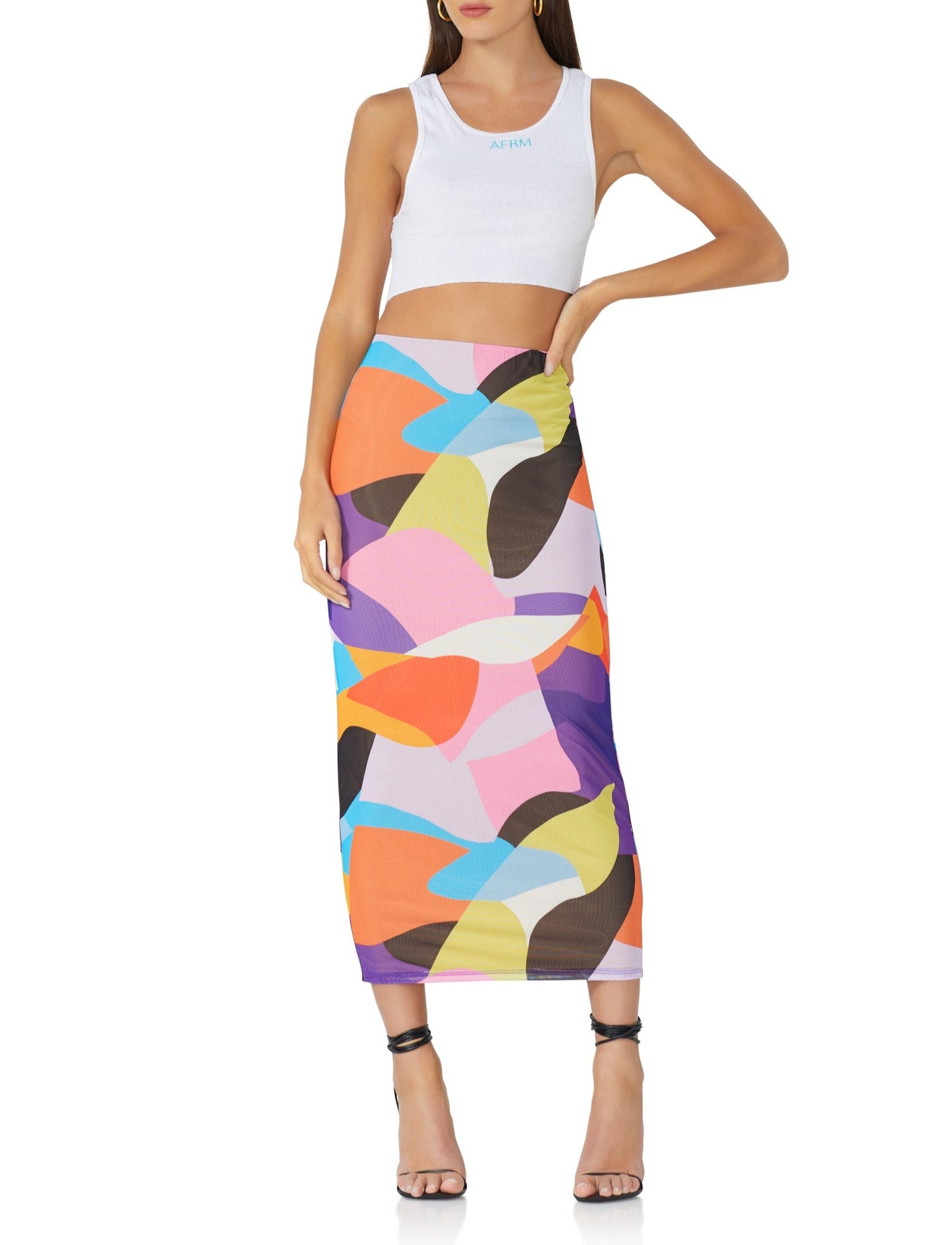 Abigal Midi Skirt | Abstract Color Block