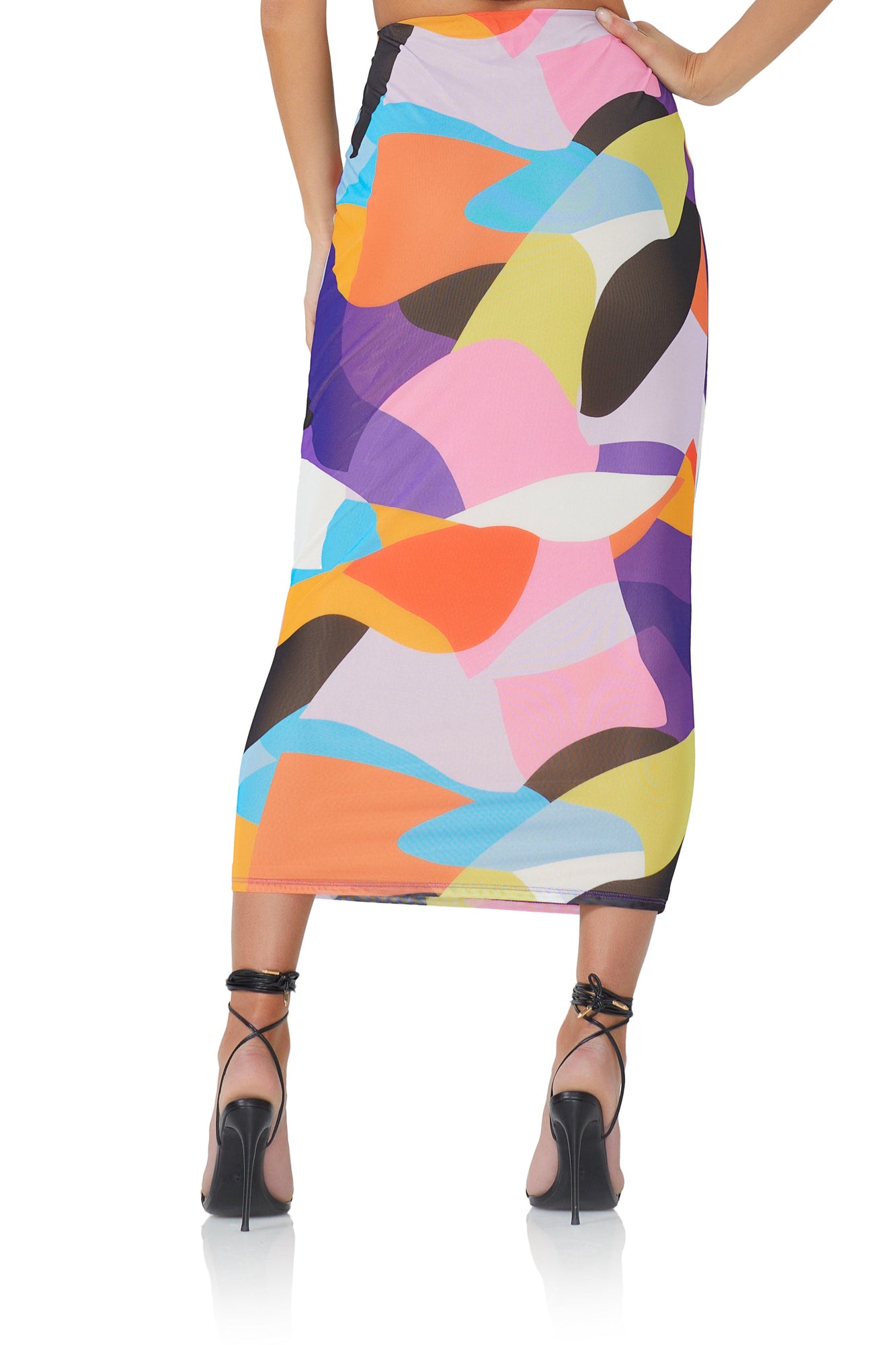 Abigal Midi Skirt | Abstract Color Block