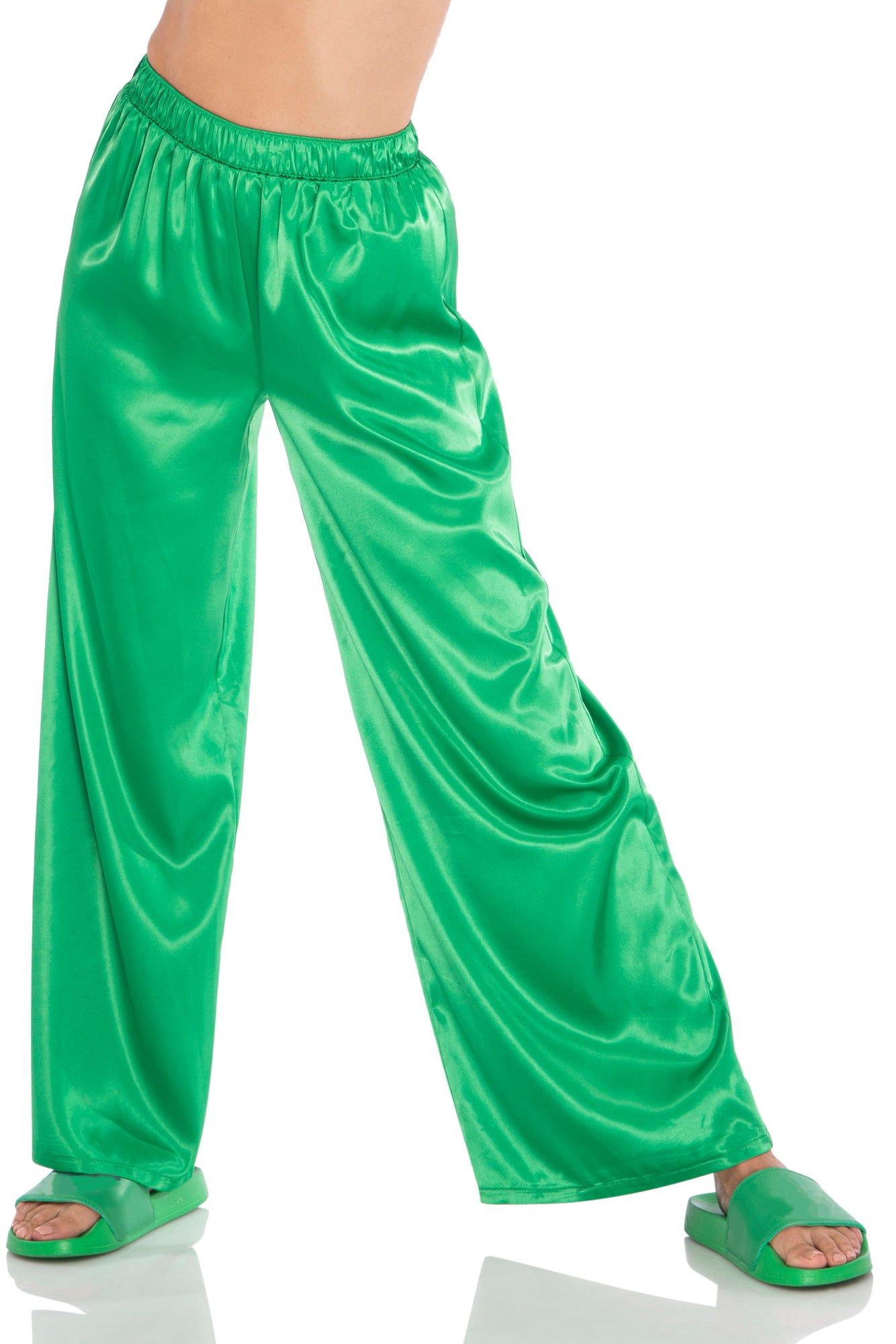 Calla Satin Pants | Green